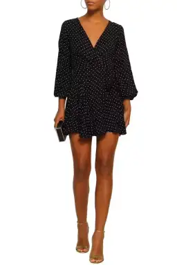 Zimmermann Stranded Wrap Mini Dress Polka Dots Size 0/AU 8 for rent on The Volte - image 1