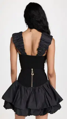 Aje Allard Ruched Strap Knit Top & Turner Bubble Skirt Set Black Size 6