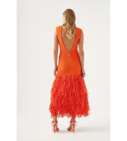 Aje Raffia Knit Midi Dress Orange Size M / AU 10 for rent on The Volte - image 2