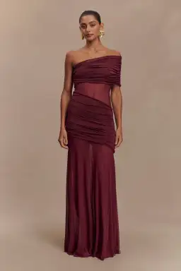Meshki Dallas One Shoulder Burgundy size 10 for rent on The Volte - image 1