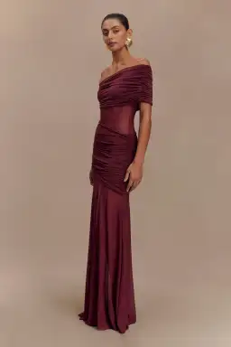 Meshki Dallas One Shoulder Burgundy size 10 for rent on The Volte - image 3