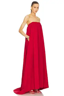 Helsa Studio Crinkle Pleated Gown Very Red Size 8 for rent on The Volte - image 2
