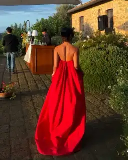 Helsa Studio Crinkle Pleated Gown Very Red Size 8 for rent on The Volte - image 6