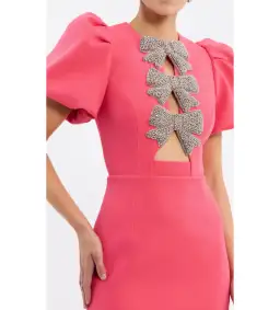 Rebecca Vallance Posey Puff Sleeve Midi Dress Pink Size AU 10 for rent on The Volte - image 3