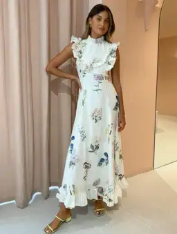 Alemais Jules Midi Dress Cream Floral Size 10  for rent on The Volte - image 2