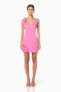 Elliatt Trompe 3D Floral Mini Dress Pink Size 6 for rent on The Volte - image 1