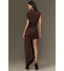 De La Vali Ravenna Mini Dress Chocolate Brown Jersey Size 8 for rent on The Volte - image 3