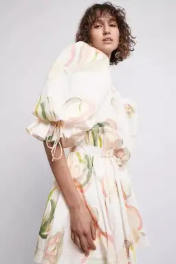 Aje Dress Imprint Mini Short Puff Cream Sleeve Size 12 for rent on The Volte - image 3