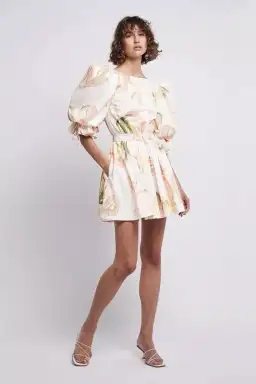 Aje Dress Imprint Mini Short Puff Cream Sleeve Size 12 for rent on The Volte - image 1