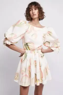 Aje Dress Imprint Mini Short Puff Cream Sleeve Size 12 for rent on The Volte - image 2