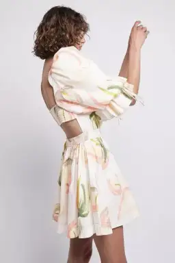 Aje Dress Imprint Mini Short Puff Cream Sleeve Size 12 for rent on The Volte - image 4