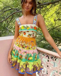 Alemais Lemonis Cut Out Mini Dress Multi Size 8