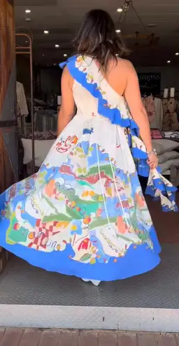 Alemais Nadia Dress One Shoulder Ruffle Maxi Print Size AU 16 for rent on The Volte - image 2