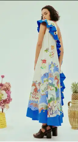 Alemais Nadia Dress One Shoulder Ruffle Maxi Print Size AU 16 for rent on The Volte - image 5