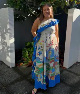 Alemais Nadia Dress One Shoulder Ruffle Maxi Print Size AU 16 for rent on The Volte - image 3