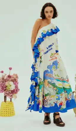 Alemais Nadia Dress One Shoulder Ruffle Maxi Print Size AU 16 for rent on The Volte - image 4