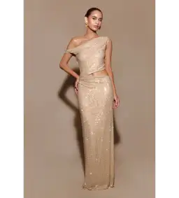 Meshki Kenny Diamante Maxi Gown Gold Size 4 for rent on The Volte - image 1
