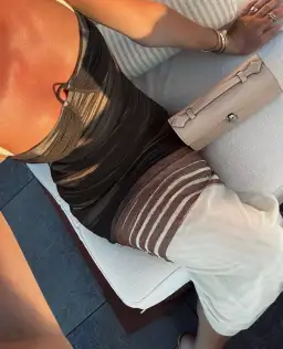 SIR The Label Breeze Striped Ruched Mesh Midi Dress Multi Size 0 / AU 6 for rent on The Volte - image 3