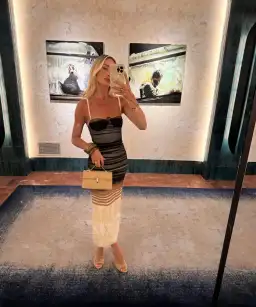 SIR The Label Breeze Striped Ruched Mesh Midi Dress Multi Size 0 / AU 6 for rent on The Volte - image 6