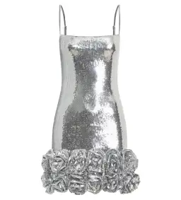 Meshki Faye Sequin Flower Mini Dress Silver Size AU 8 for rent on The Volte - image 8