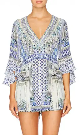 Camilla Salvador Summer Low V Neck Playsuit Print Size 10 for rent on The Volte - image 1