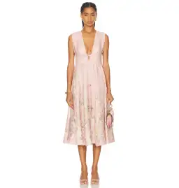Zimmermann Waverly Plunge Midi Dress Floral Size 0 / AU 8 for rent on The Volte - image 1