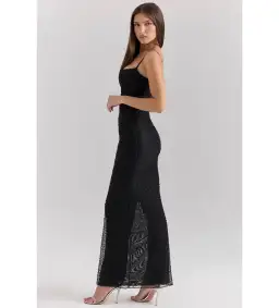 House of CB Calla Black Pearl Embellished Maxi Dress Black Size XS / AU 6 for rent on The Volte - image 3