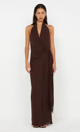 Bec & Bridge Soneva Wrap Dress Dark Chocolate Size AU 6