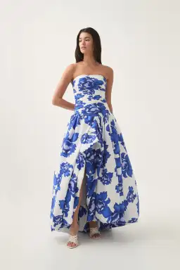 Aje Behold Maxi Dress in Boldly Blooming Cobalt Size AU 6
