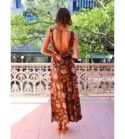 Hansen & Gretel Chloe dress in Carob Floral Size S/ AU 8  for rent on The Volte - image 4