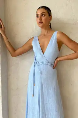 By Nicola Starboard Cross Waist Maxi Dress Blue Size 12 for rent on The Volte - image 2