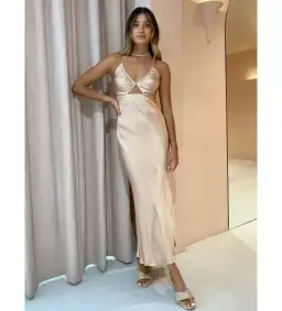 Shona Joy La Lune Ruched Bodice Midi Dress Desert Rose Size AU 6 / XS