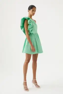 AJE Bonjour Assymetric Mini Dress Green Size AU 8 for rent on The Volte - image 2