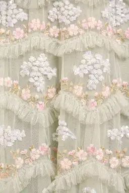 Needle & Thread Wave Ankle Gown Green Sequin Floral Daisy Size 10 for rent on The Volte - image 4