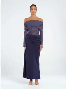 Benni Yasmin Off Shoulder Maxi Dress Navy Size 10