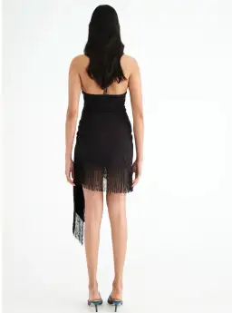 Benni Carolina Fringe Halter Mini Dress Black Size 10 for rent on The Volte - image 3