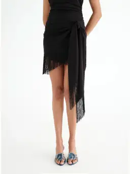 Benni Carolina Fringe Halter Mini Dress Black Size 10 for rent on The Volte - image 4