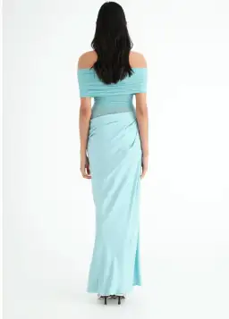 BENNI Nico Off Shoulder Maxi Dress Aquamarine Size 10 for rent on The Volte - image 3