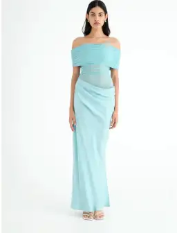 BENNI Nico Off Shoulder Maxi Dress Aquamarine Size 10 for rent on The Volte - image 1