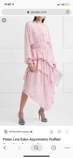 PREEN LINE Eden Asymmetric Pink Ruffle Dress Size 10