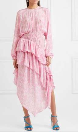 PREEN LINE Eden Asymmetric Pink Ruffle Dress Size 10