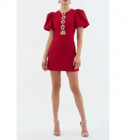 Rebecca Vallance Akari Puff Sleeve Mini Dress Red Size AU 8 for rent on The Volte - image 1