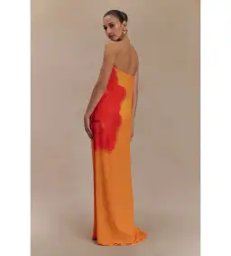 Amaya Strapless Chiffon Maxi Dress Koi Orchid Print Size 8 for rent on The Volte - image 3