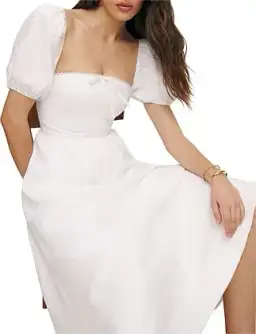 Reformation Marella Linen Midi Dress in White Size AU 6 for rent on The Volte - image 5