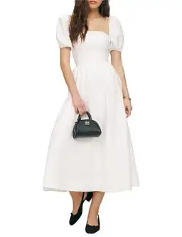 Reformation Marella Linen Midi Dress in White Size AU 6 for rent on The Volte - image 1