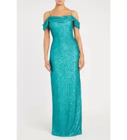 Rebecca Valance Missing Hours Sequence Gown in Green Size 6