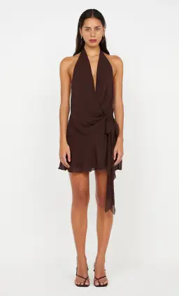 Bec & Bridge Celyse Mini Dress in Chocolate Brown Size 8
