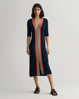 Gant Ribbed V-Neck Dress Blue Size M/10 for rent on The Volte - image 1