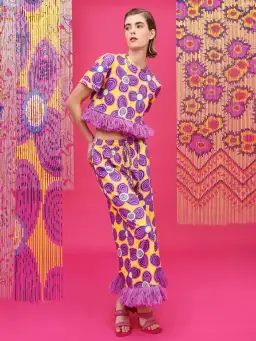 Celiab Clara Shirt And Pheobe Pant Yellow Purple Daisy Print Size 12