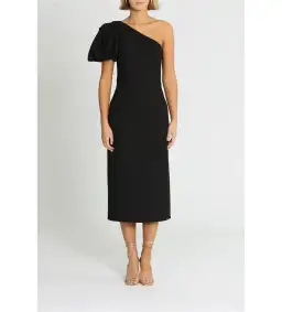 Rebecca Vallance Natalia One Sleeve Midi Dress Black Size AU 14 for rent on The Volte - image 1